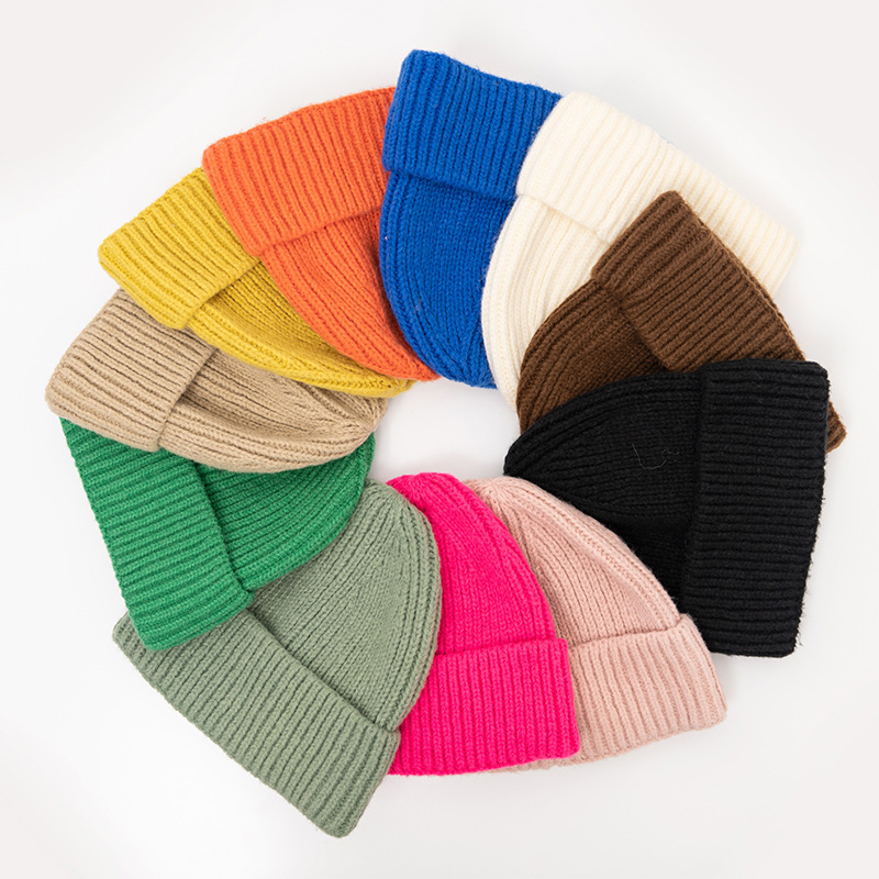 New Style Knitted Hat for Autumn and Winter, Suitable for Older Children and Adults, Simple Solid Color, Warm Pullover Beanie, Versatile Woolen Hat