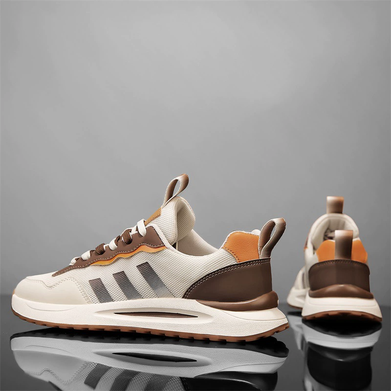 Fashionable sports shoes for leisure, breathable universal footwear, autumn, genuine leather