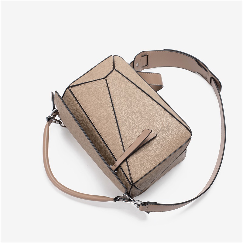 [Wholesale] Geometric Spliced Lychee Grain Crossbody Bag, Lightweight Large Capacity Doctor Bag, Luxury Women's Handbag, Multi-Color In Stock - Thumbnail 4