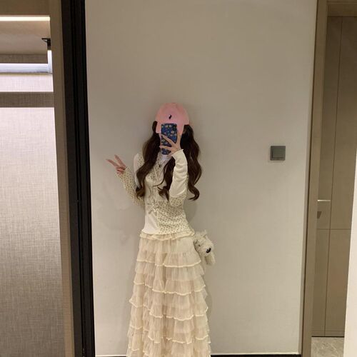 Summer Ballet Net Puffed Cake Dress for Women, Spring and Autumn New Sweet and Slimming Layered French Semi-Body Skirt