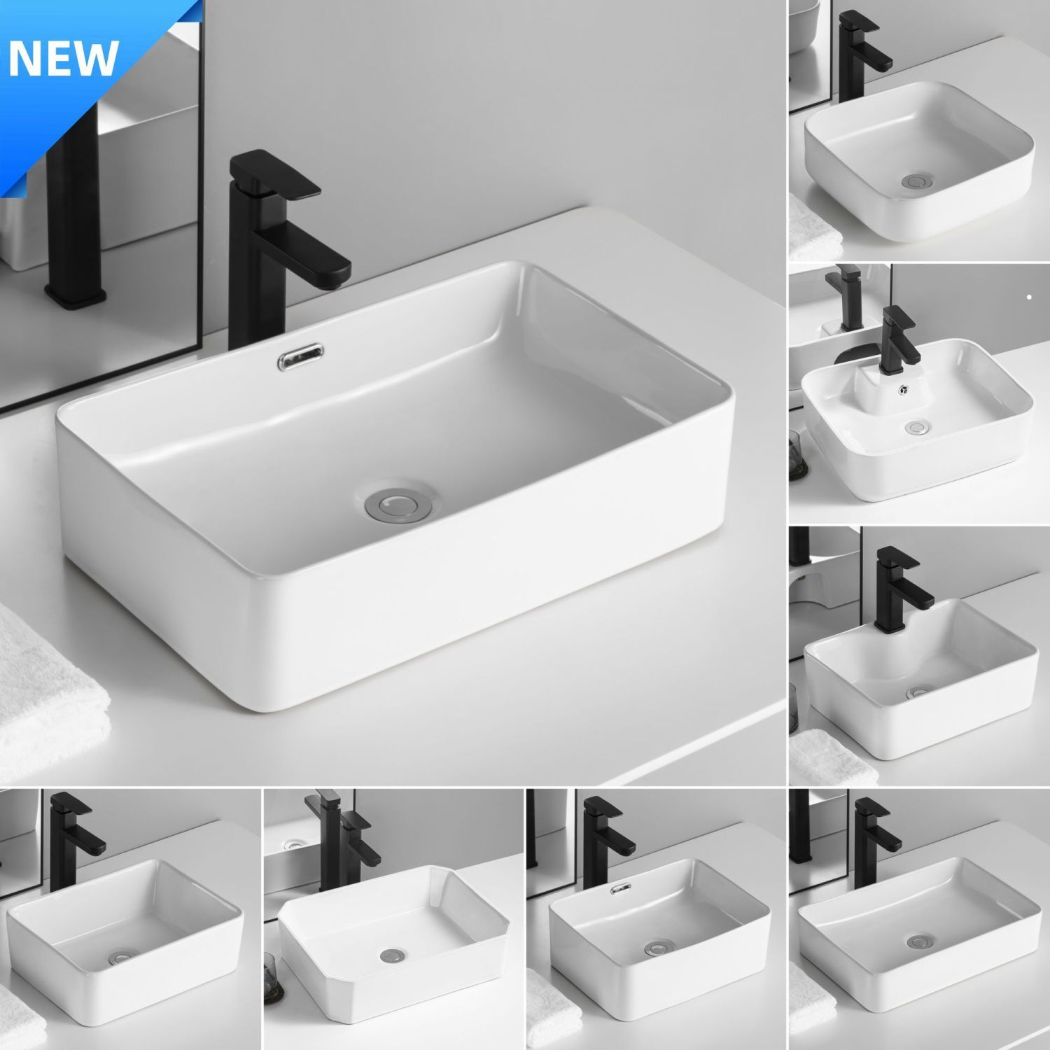 Square Countertop Multi-Size Household Washbasin Single Basin Bathroom Ceramic Washbasin Balcony Basin Countertop Basin