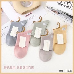 春夏款女士中腰透氣薄網眼莫代爾棉糖果色小清新中筒襪