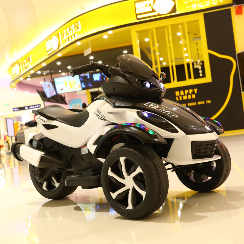 Niños motocicleta eléctrica todoterreno coche de playa carga doble tracción amortiguador coche de juguete de tres ruedas para montar coche eléctrico
