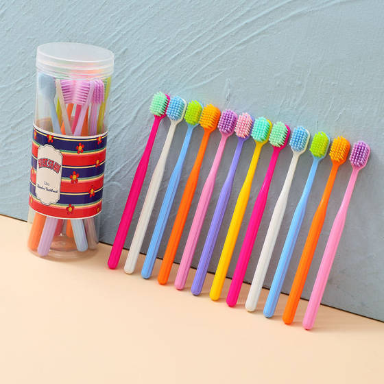 Rainbow toothbrush 12 barreled dopamine household adult soft hair cleaning toothbrush a batch of advanced