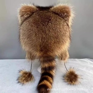Raccoon earmuffs Lei Feng overlord hat American raccoon fur winter warm men's and women's adult fur hat