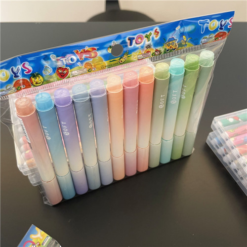 12-pack of gradient highlighter pens, colorful key marks, student marking pens, eye-protection color, large-capacity highlighter pens