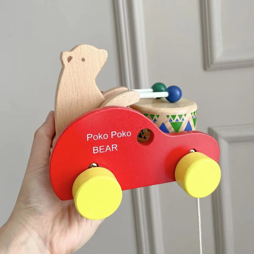 Cross-border baby walker bear drum car baby infant boys and girls 1-5 years old educational drag toy