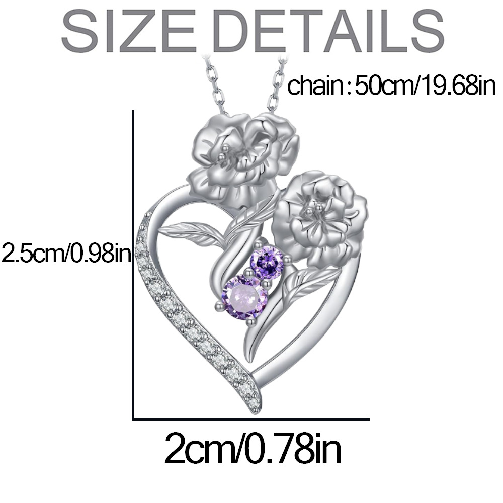 Prodotto nuovo e di tendenza, collana con ciondolo a forma di cuore con fiore di cristallo viola, semplice e bella, gioielli da donna_voghion.com
