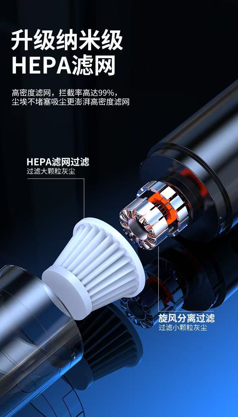 Cross-border portable wireless cleaning high-power strong suction dust remover for car and home use mini small car vacuum cleaner