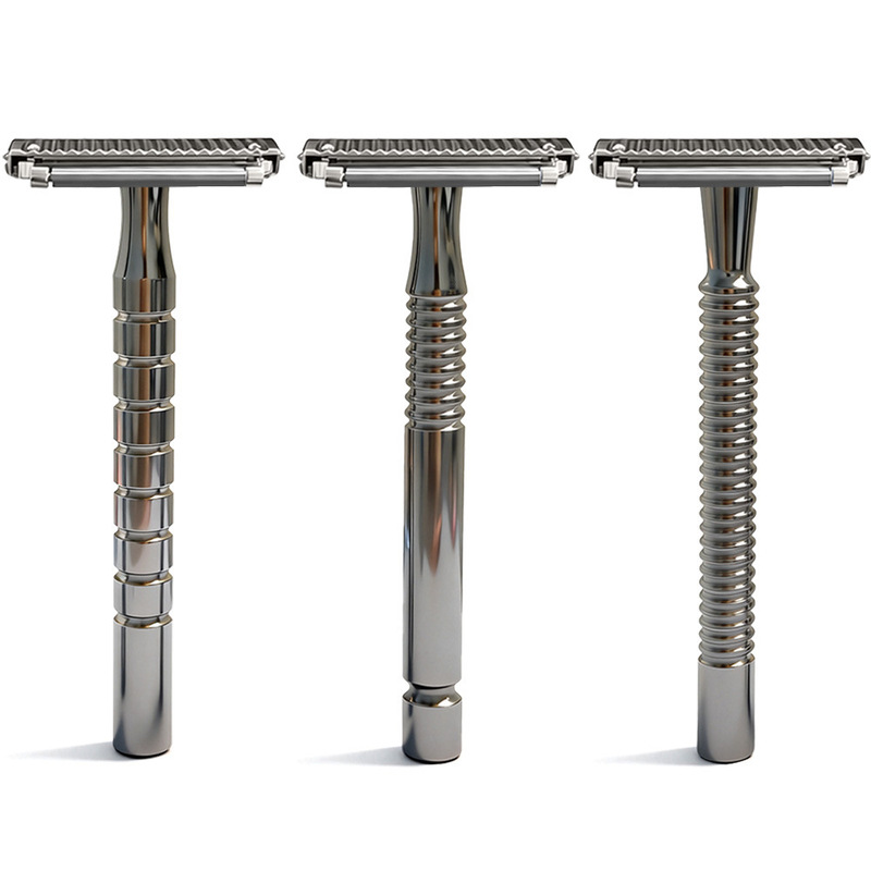2026 All-Metal Vintage Razor with Single-Sided 2-Blade Leaf-Style Classic Men's Shaving Razor, Universal M5 Screw Thread