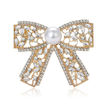 复古文艺合金水钻镂空蝴蝶结胸针时尚气质女士服饰胸花饰品别针