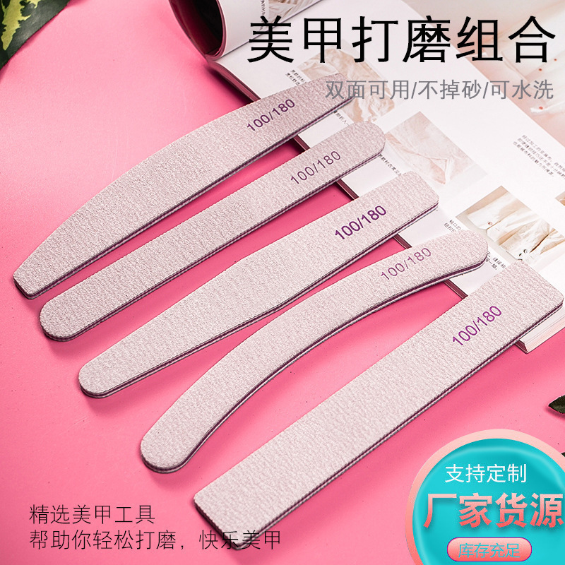 Nail Art Sand Strip Nail File Double Sided 100180 Strip Nail Art Polishing Strip Tool Half Moon Polishing Sponge Strip Wholesale