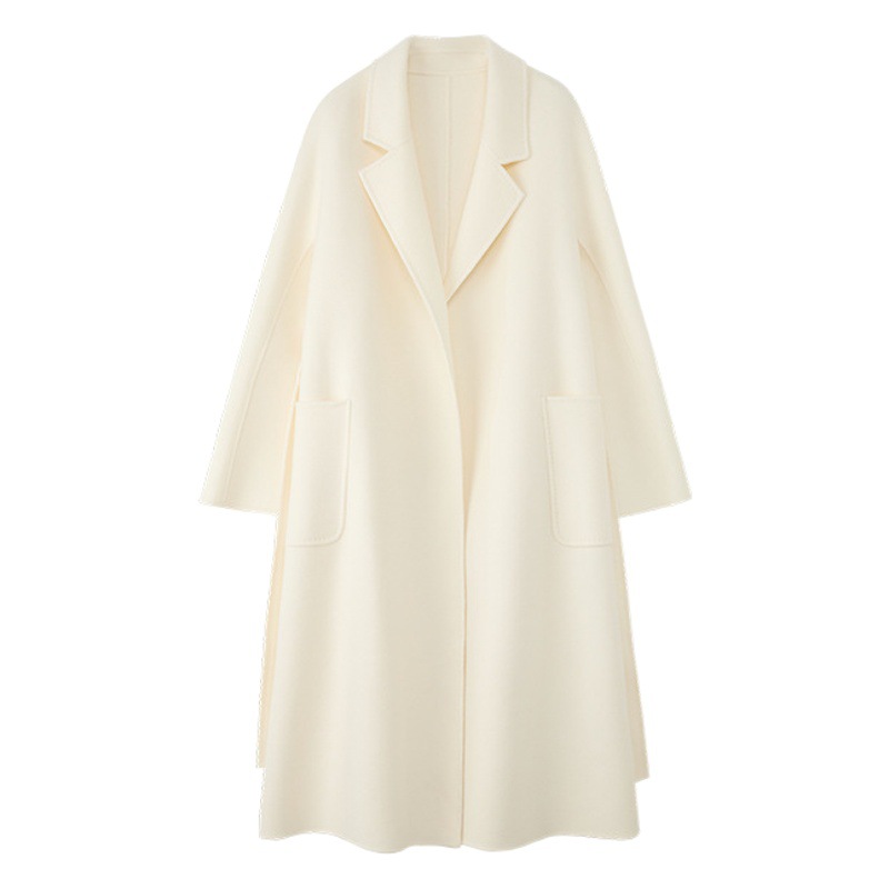 [First] m's Lazy Style Bathrobe Double-Sided 30 Cashmere Outwear Women's Autumn and Winter Lace-Up High-End Woolen Outwear