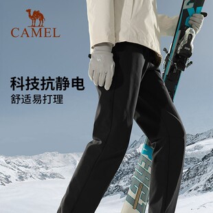 Camel Outdoor Softshell Pants Men 2025 Spring Autumn Windproof Wear-Resistant Hiking Pants New Fleece Long Pants Women
