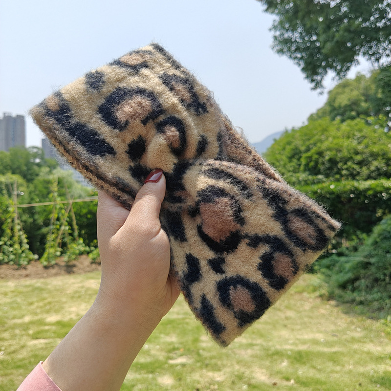 跨境豹纹交叉发带毛线洗脸宽边束发带百搭保暖减龄欧美针织头带|undefined
