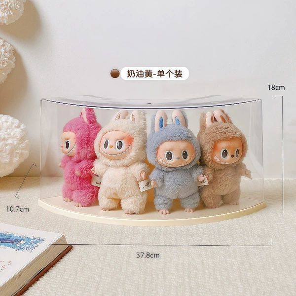 Cream plush doll, stand