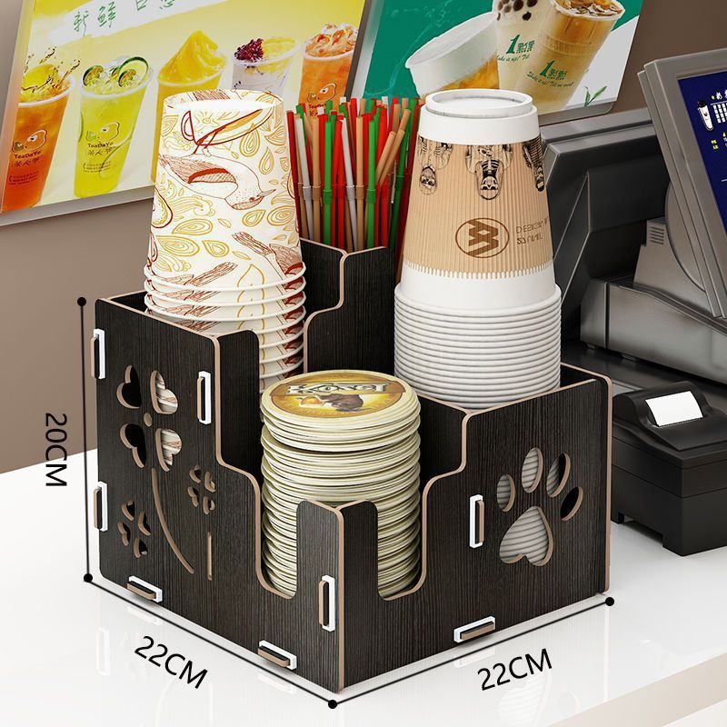 Y奶茶店 一次性纸杯架 取杯器 分杯架咖啡 吸管收纳盒吧台用品商L|undefined