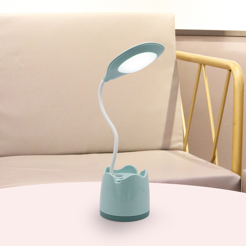Lámpara de Escritorio Multifuncional ABS, Recargable USB, Con Espejo y Soporte para Celular, para Dormitorio