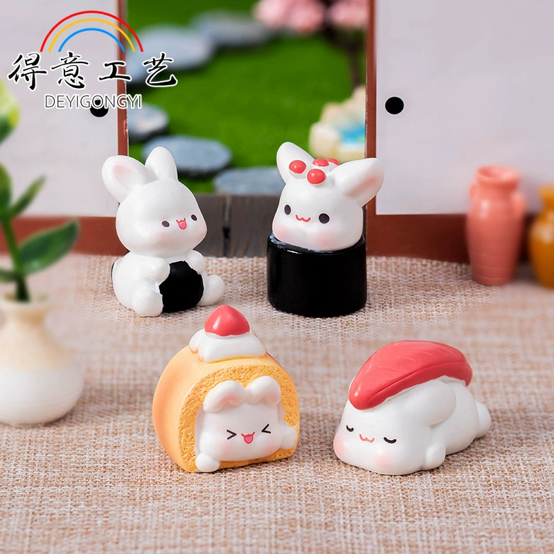 Микро-пейзаж, милый cartoon кролик, настольная Resin-декорация, ногтевая décoration, домашний декор