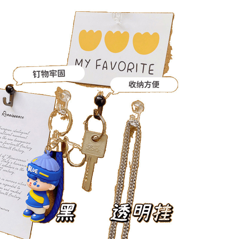 风黑白透明图钉挂钩形状按钉软木板毛毡板挂项链钥匙扣用钉子|undefined
