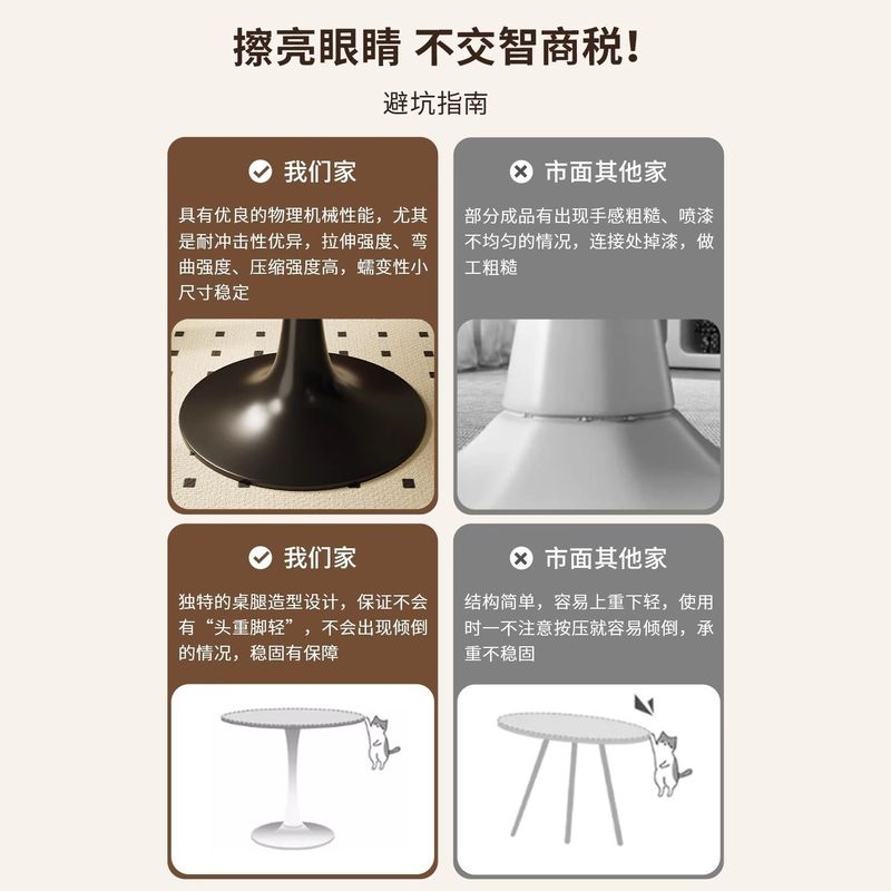 圆桌接待洽谈北欧家用小户型阳台现代简约郁金香桌椅桌子奶茶餐桌|undefined