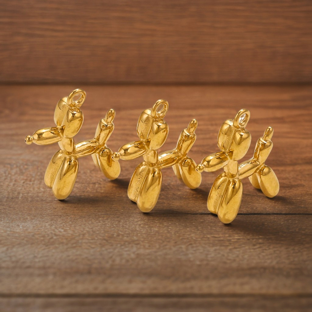 Colgante de cachorro de acero de titanio hip-hop simple y de moda lindo colgante de perro con globo tridimensional marca de marea colgante de joyería de bricolaje