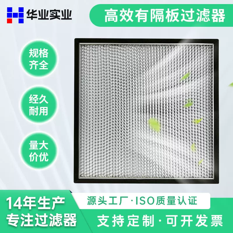定制有隔板高效过滤器 食品制药半导体无尘车间空气过滤器H13H14