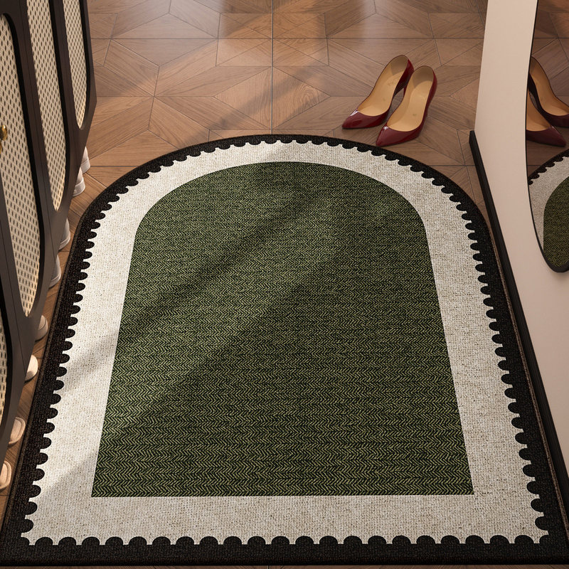 Entrance Door Floor Mat, Arched Carpet, Green, Non-Slip, Stain-Resistant, French Retro Style, Home Entrance Foyer Foot Mat Entrance Door Floor Mat, Arched Carpet, Green, Non-Slip, Stain-Resistant, French Retro Style, Home Entrance Foyer Foot Mat
