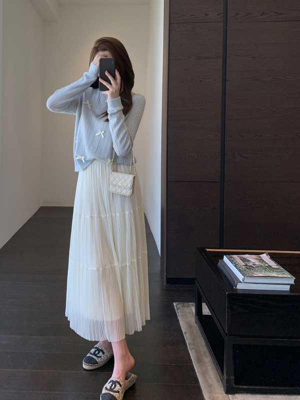 飘逸浪漫 仙美网纱裙高腰显瘦中长款半身裙子女25秋冬新款G083011|undefined