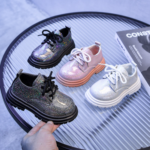 Boys' and Girls' British Style Casual Small Leather Shoes 2025 Autumn Black Soft Sole Slip-on Baby Performance Shoes for Drop Shipping