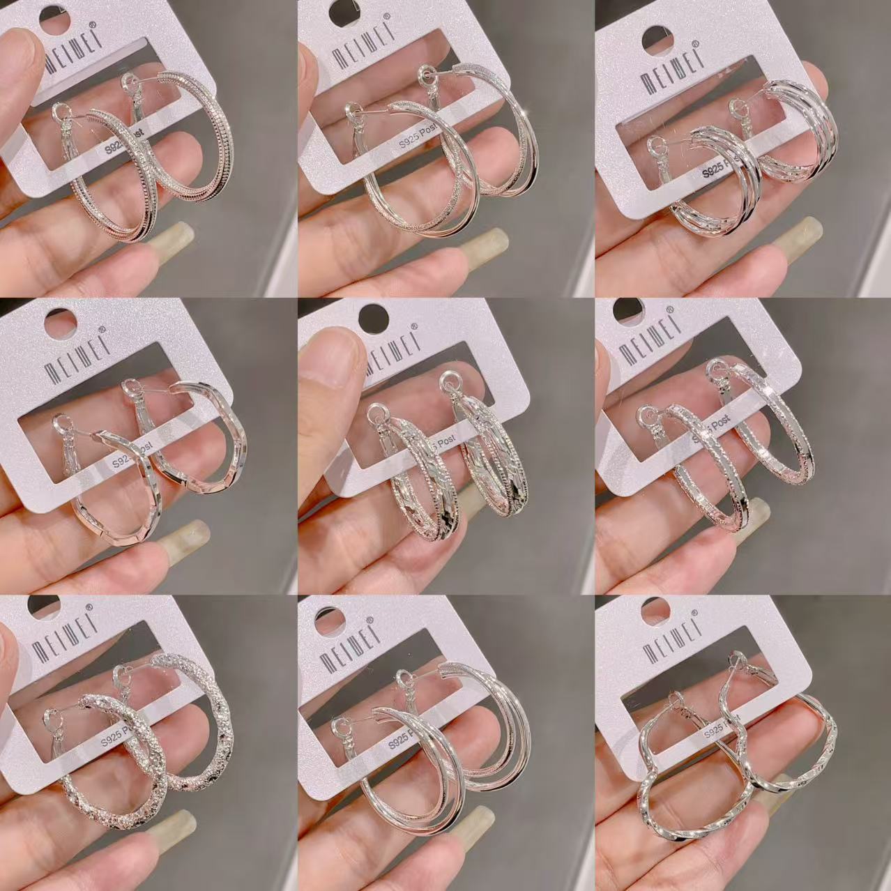 European and American style sweet and cool sparkling earrings, high-end, grand, exaggerated, fashionable large hoop earrings, minimalist niche design ear studs