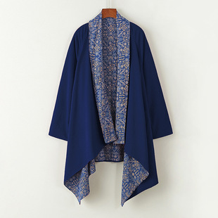 2023 autumn and winter men's ethnic style robe cotton linen ancient style casual retro National style Youth double-sided cloak coat