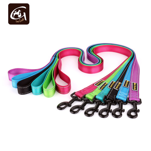 GlowCastle Dog Supplies Factory Dog Rope for Walking Dogs Black Hook Reflective Silk Nylon Pet Leash