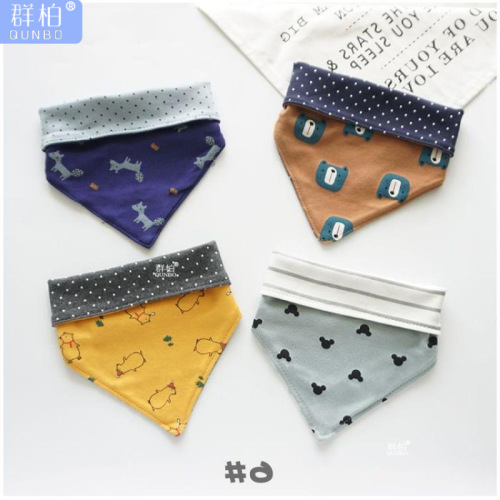 Korean-style Baby Boy's Drool Bibs, Large-Sized Infant Triangle Towels, Double-Sided Kindergarten-Ready Bibs