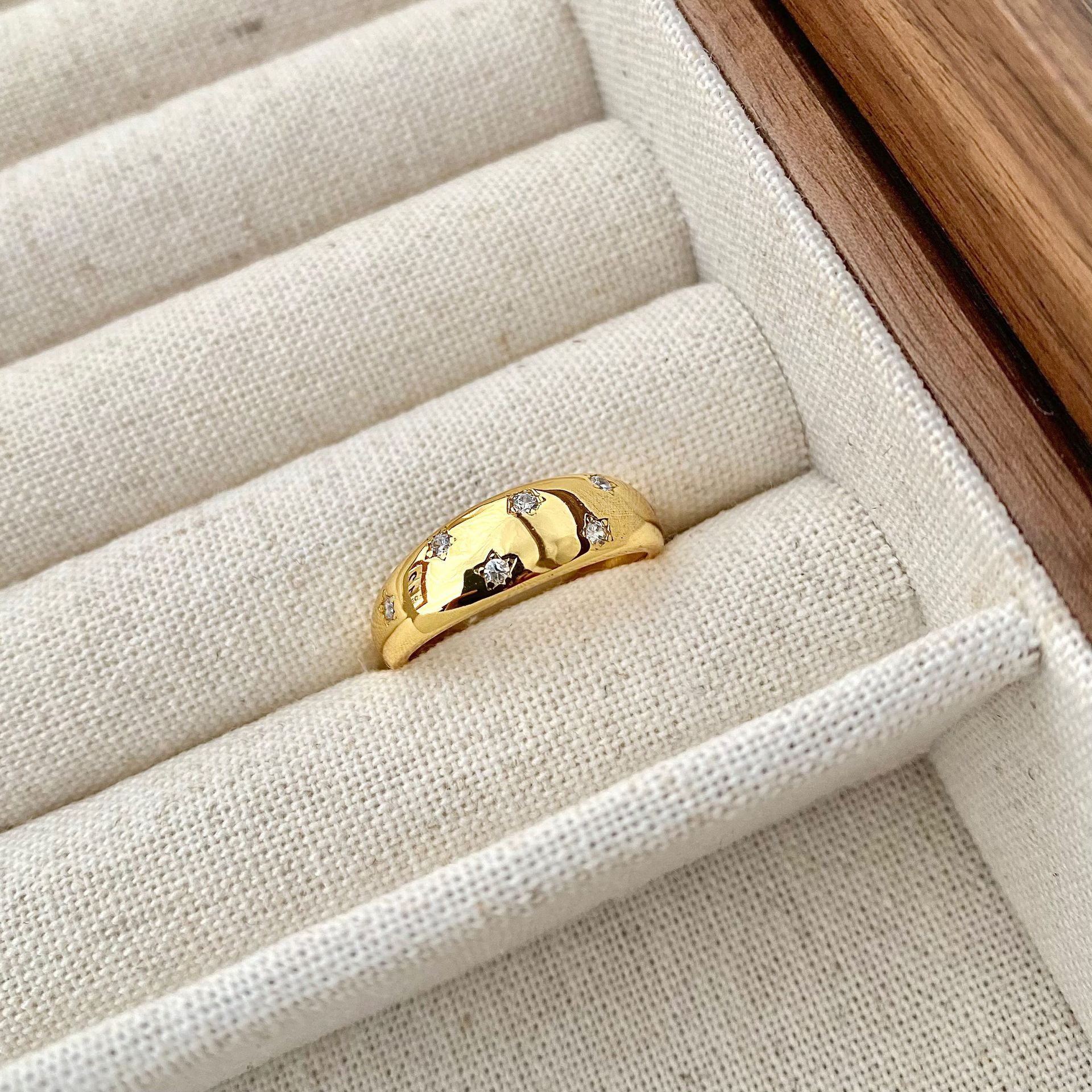 18K Gold Plated Silver Plated 925 Sterling Silver Zircon Geometric Star Adjustable Ring Open Rings Rings display picture 4