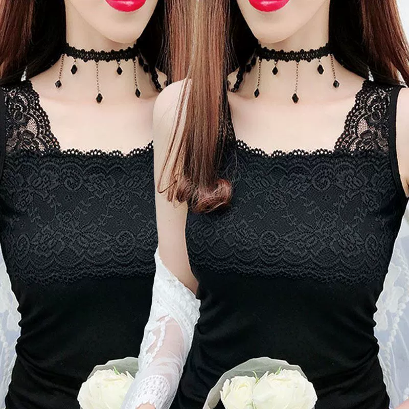 Женская кружевная майка со скидкой, весенне-летняя модная сексуальная универсальная рубашка с тонким низом, женские топы