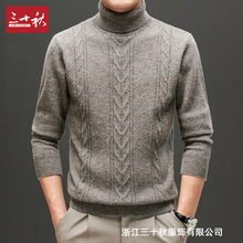 三十秋秋冬季新款男式羊毛衫纯色高领潮流时尚中青年男士加厚毛衣