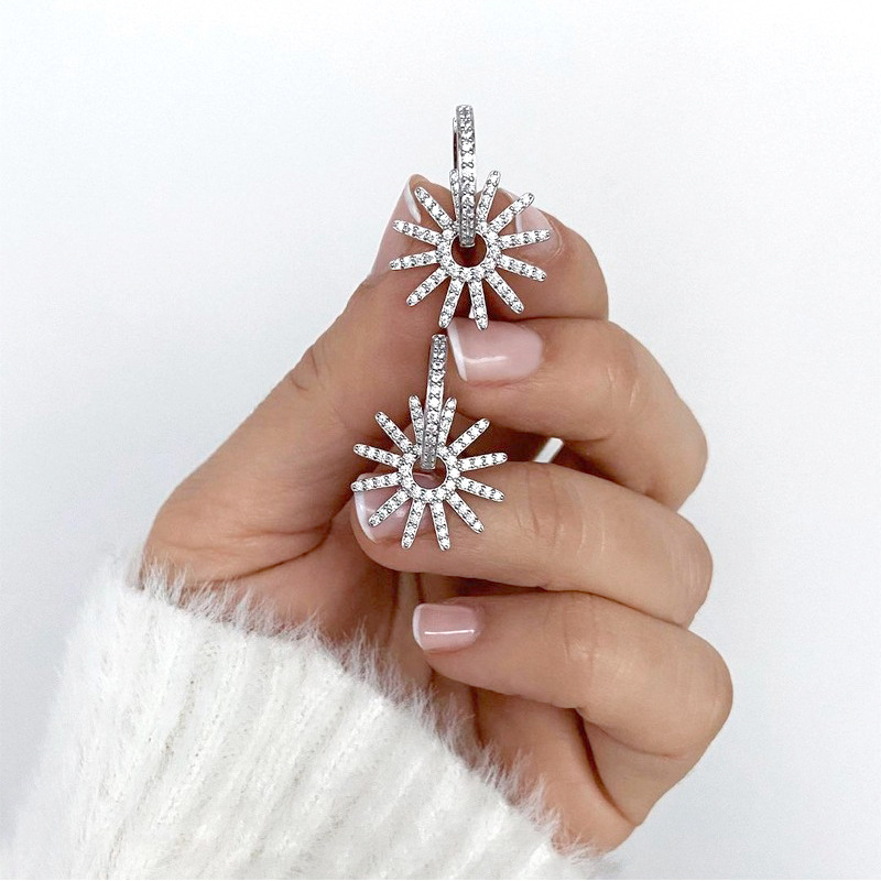 Retro Geometric Copper Inlaid Zircon Drop Earrings 1 Pair