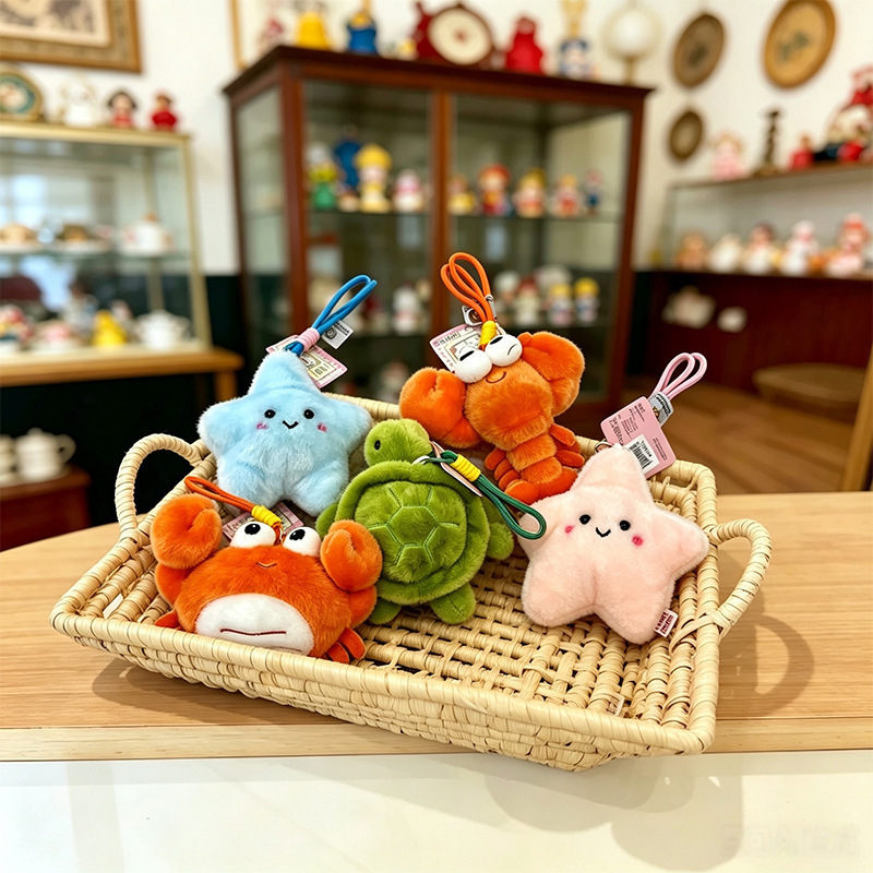 Ocean small animal plush pendants, crabs, lobsters, octopuses, keychains, cultural and creative gifts, small toy dolls wholesale Ocean small animal plush pendants, crabs, lobsters, octopuses, keychains, cultural and creative gifts, small toy dolls wholesale