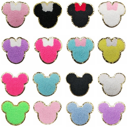 Lite's new self-adhesive adhesive cross-border butterfly Mickey Mouse Chenille towel embroidery embroidery patch