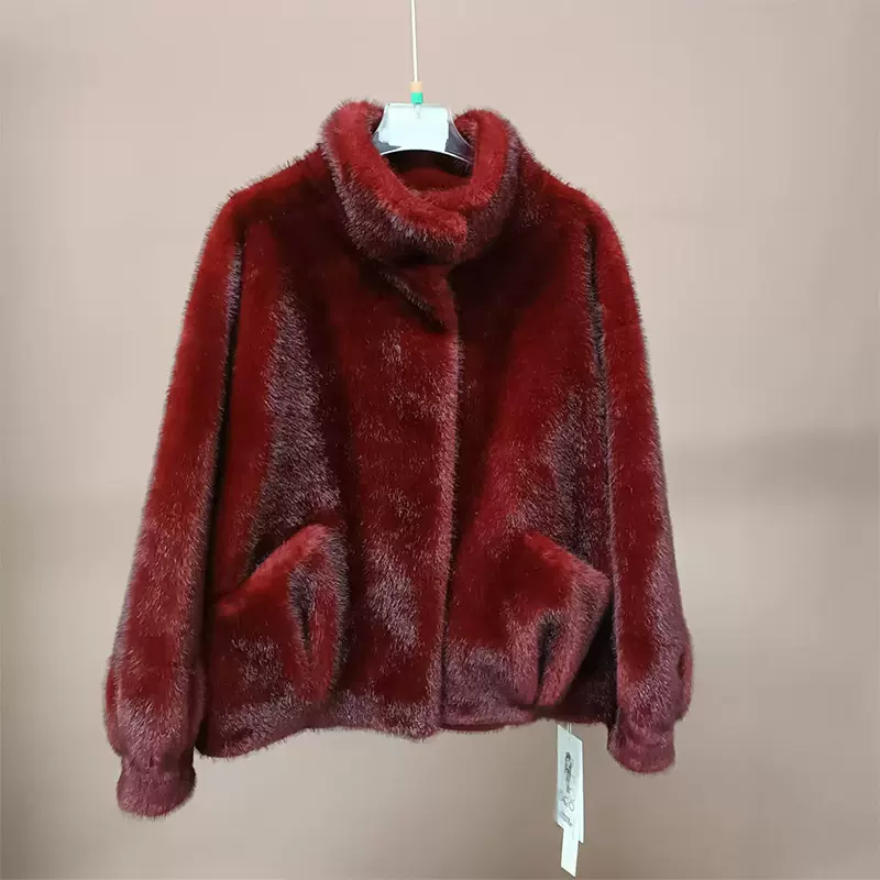 【祥】冬季轻奢中老年女装百搭仿皮草水貂毛时尚外套新款妈妈外套