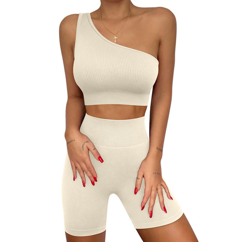 2024 Women's Sexy Shoulder-Supporting Sports Yoga Set, European and American Tight Ass-Lifting Bare-Faced Yoga Suit Set