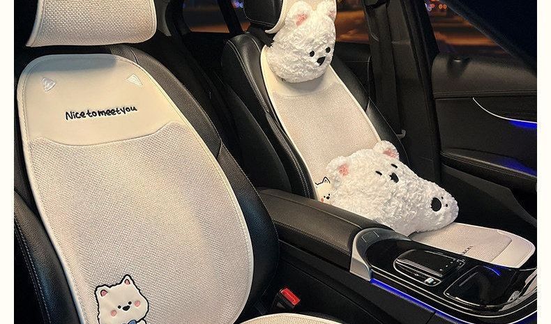 Interior 2026 Asian linen car seat cushion, suitable for all seasons, breathable, high-quality car seat pad, new cartoon cute design