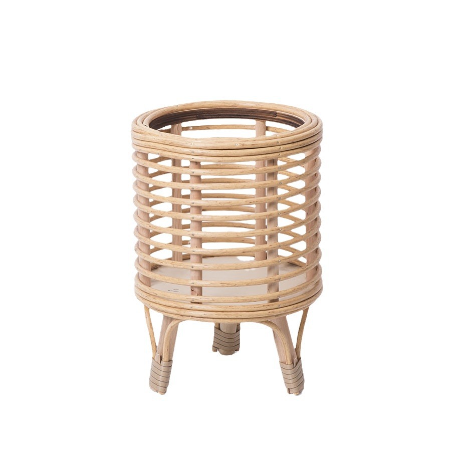 Viento nórdico de caña tejida de tela de piso tejido a mano sala de estar balcón hotel alojamiento residencial creativo decoración de maceta de lotus verde