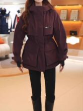 欧货中长款大口袋冲锋衣外套女新款休闲宽松连帽夹克棒球服风衣女