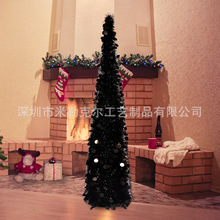 2021新款黑色亮片可折疊伸縮聖誕樹 創意聖誕節萬聖節裝飾 可定制