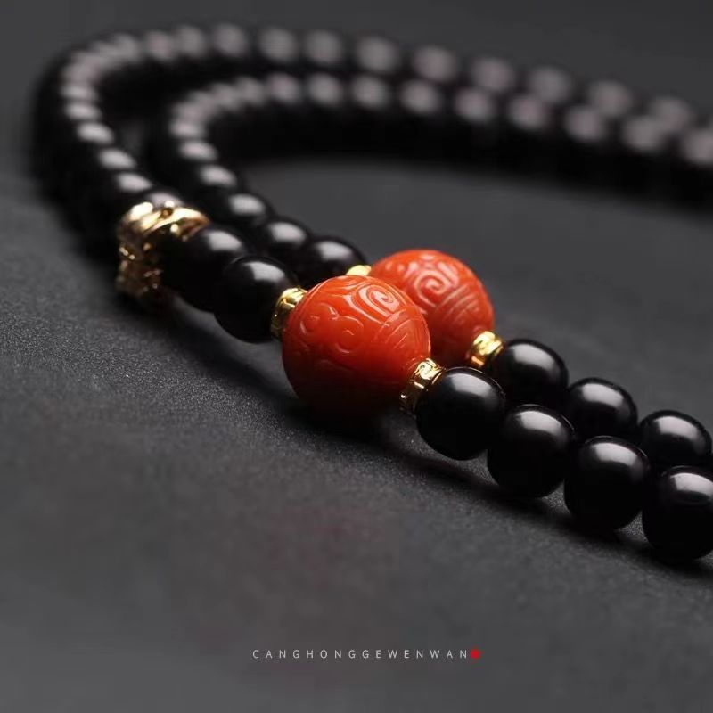 BAOSHAN SOUTH RED HIPPLE BEADS 라운드 비즈 사우스 레드 마노 풀 컬러 살 쿼츠 듀오 바오 패션 문학 플레이 쥬얼리