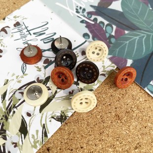 9 solid wood button thumbtacks I-shaped nails cork board photo wall message board pins press nails felt art nails