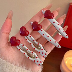 韓国の新型アンクラ紅愛さくらんぼ波点ヘアピン甘美で可愛いサイドクリップ前髪クリップ女性