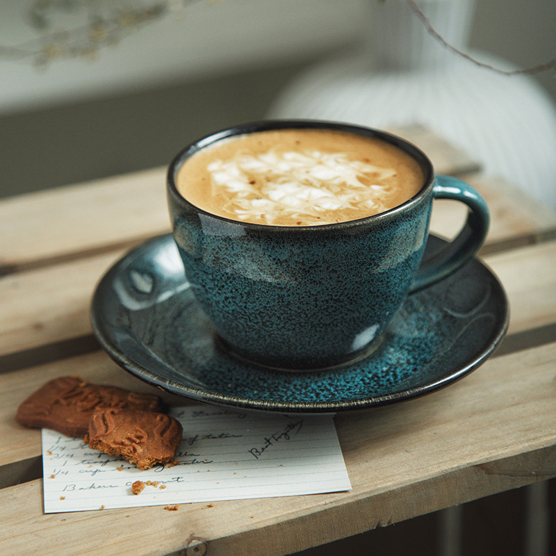 Horno retro transfronterizo taza de café y platillo traje de gran capacidad Taza de cerámica taza de agua taza de té simple taza creativa taza